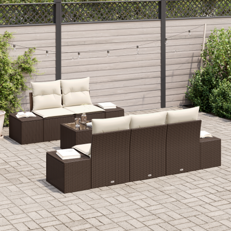 vidaXL Tuin Sofa Set met kussen Bruin poly rattan afbeelding3 - 1