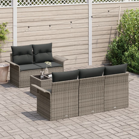 vidaXL Tuin Sofa Set met kussen met opslag 6 pcs Grijs 55 x 55 x 37 cm afbeelding3 - 1