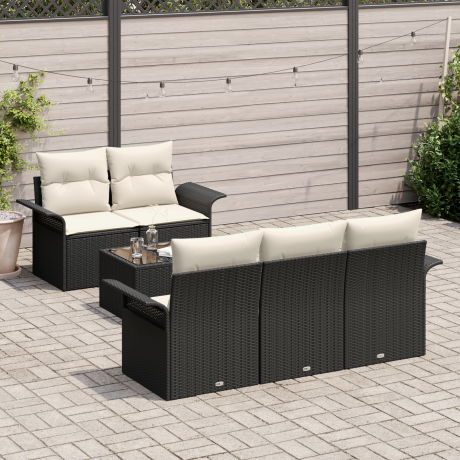 vidaXL Tuin Sofa Set met kussen 6 pcs Zwart en Crème 55 x 55 x 37 cm afbeelding3 - 1