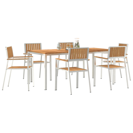 vidaXL Buiten eettafelset 7 pcs Bruin Massief Teakhout afbeelding3 - 1