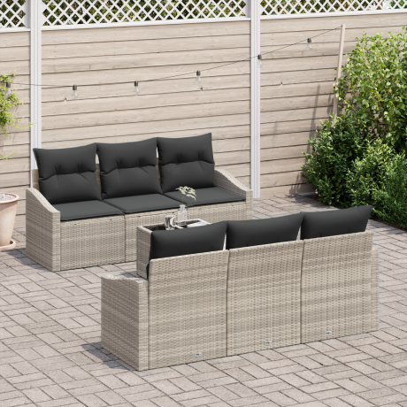 vidaXL Bankstel 7 pcs Licht Grijs en Donker Grijs poly rattan afbeelding3 - 1