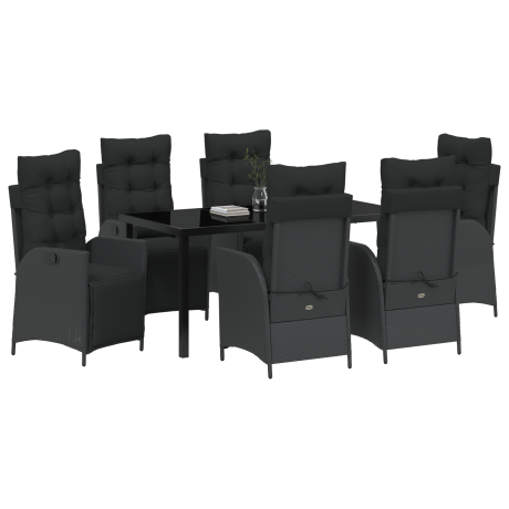 vidaXL 7-delige Tuin Eetset Zwart Poly Rattan afbeelding3 - 1