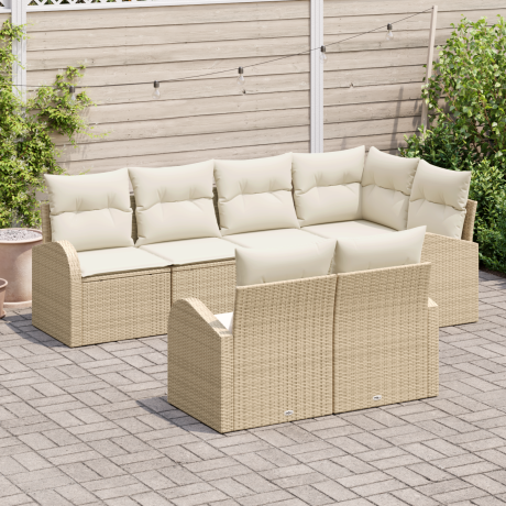 vidaXL 7-delige tuinbankset met kussens beige poly rattan afbeelding3 - 1