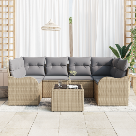 vidaXL Tuin Sofa Set Beige 55 x 55 x 37 cm poly rattan afbeelding3 - 1