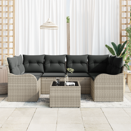 vidaXL Tuin Sofa Set Lichtgrijs 55 x 55 x 37 cm poly rattan afbeelding3 - 1