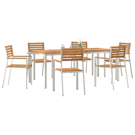 vidaXL Tuin eettafelset 7 pcs Bruin Massief Teakhout afbeelding3 - 1