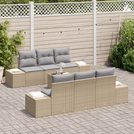 vidaXL Tuin Sofa Set met kussen 8 pcs Beige en Grijs poly rattan afbeelding3 - 1