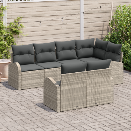 vidaXL Tuin Sofa Set Lichtgrijs poly rattan afbeelding3 - 1