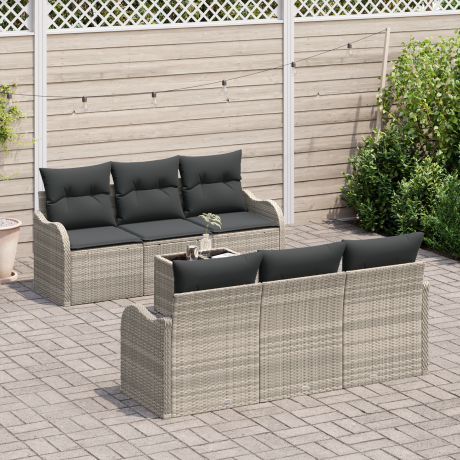vidaXL Tuin Sofa Set Lichtgrijs 55 x 55 x 37 cm poly rattan afbeelding3 - 1