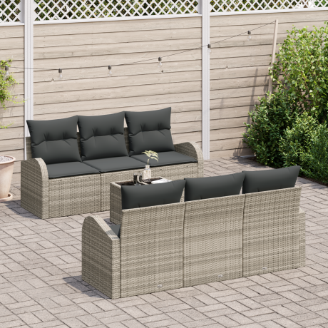 vidaXL Tuin Sofa Set Lichtgrijs 55 x 55 x 37 cm poly rattan afbeelding3 - 1