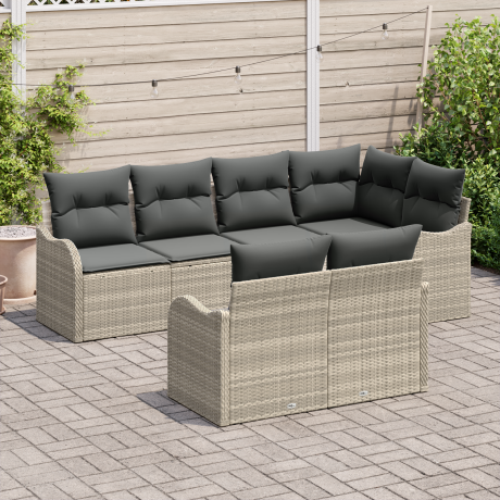 vidaXL Tuin Sofa Set Lichtgrijs poly rattan afbeelding3 - 1