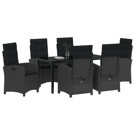 vidaXL 7-delige tuinset met kussens zwart poly rattan afbeelding3 - 1