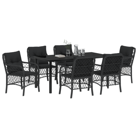 vidaXL 7-delige tuinset met kussens zwart poly rattan afbeelding3 - 1