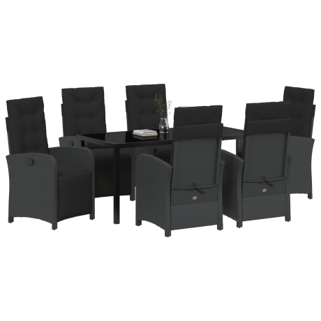 vidaXL 7-delige tuinset met kussens zwart poly rattan afbeelding3 - 1