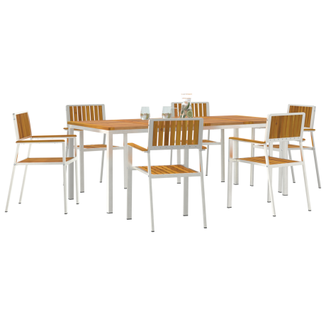 vidaXL Buiten eettafelset 7 pcs Bruin Massief Acaciahout afbeelding3 - 1
