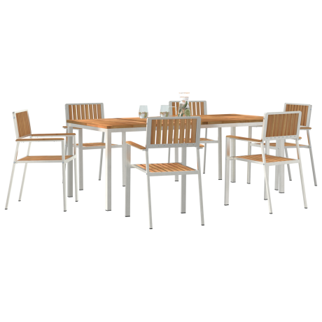 vidaXL Buiten eettafelset 7 pcs Bruin Massief Teakhout afbeelding3 - 1