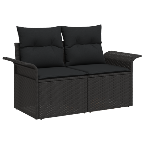 vidaXL 7-delige tuinsofa set met kussens in zwart poly rattan en acacia afbeelding3 - 1