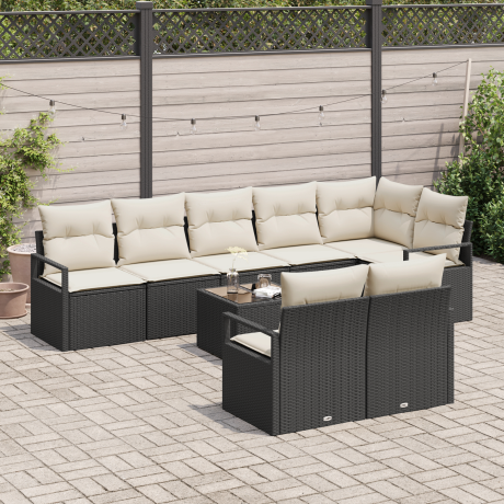 vidaXL 8-delige ligbedset met kussens bruin poly rattan afbeelding3 - 1