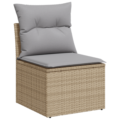 vidaXL Tuin Sofa Set 8 pcs Beige en Grijs Poly rattan, staal en glas afbeelding3 - 1