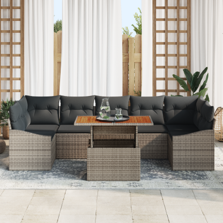 vidaXL Tuin Sofa Set 8 pcs Grijs Poly Rattan en Poedergecoat Staal afbeelding3 - 1