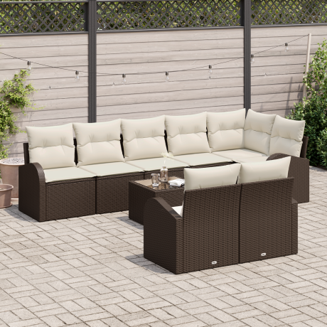 vidaXL Tuin Sofa Set Bruin en Crème 55 x 55 x 37 cm poly rattan afbeelding3 - 1