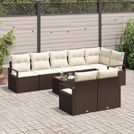 vidaXL Bankstel 9 pcs Bruin poly rattan afbeelding3 - 1