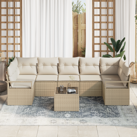 vidaXL Bankstel 8 pcs Beige en Crème poly rattan afbeelding3 - 1