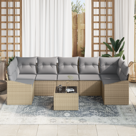 vidaXL Bankstel Beige en Licht Grijs 55 x 55 x 37 cm poly rattan afbeelding3 - 1