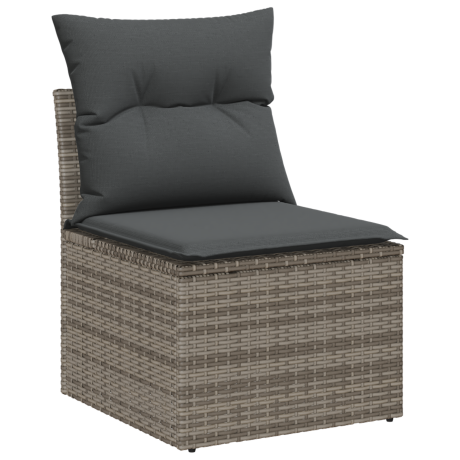 vidaXL Tuin Sofa Set met kussen 8 pcs Grijs Poly rattan, staal en glas afbeelding3 - 1