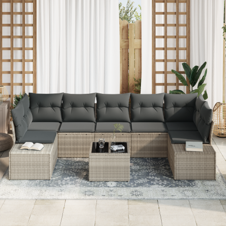 vidaXL Tuin Sofa Set 8 pcs Licht Grijs en Donker Grijs poly rattan afbeelding3 - 1