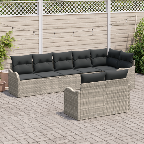 vidaXL Tuin Sofa Set Lichtgrijs poly rattan afbeelding3 - 1