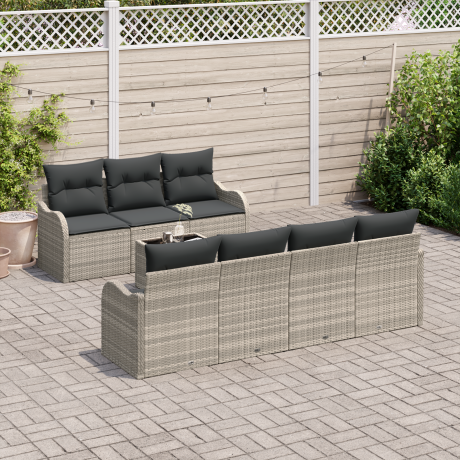 vidaXL Tuin Sofa Set Lichtgrijs 55 x 55 x 37 cm poly rattan afbeelding3 - 1