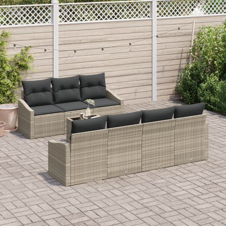 vidaXL Bankstel 8 pcs Licht Grijs en Donker Grijs poly rattan afbeelding3 - 1