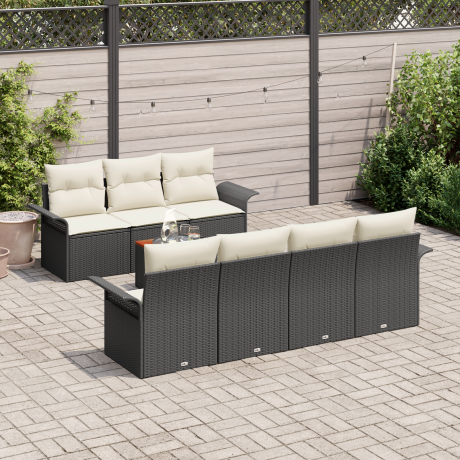 vidaXL 8-delige tuinset met kussens zwart poly rattan acacia afbeelding3 - 1