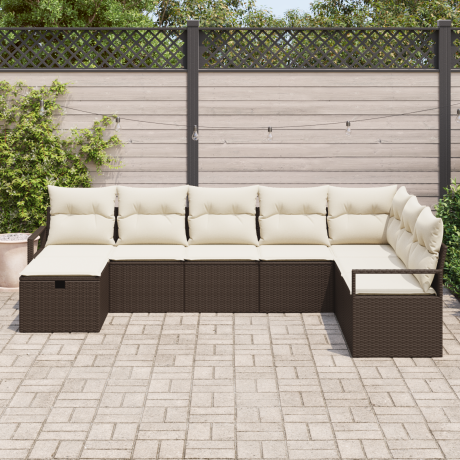 vidaXL Bankstel met kussen 5 pcs poly rattan afbeelding3 - 1