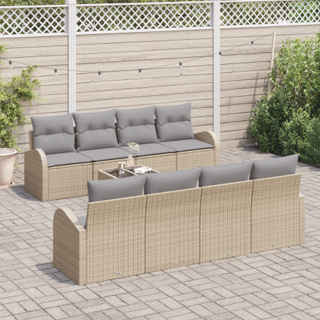 vidaXL Tuin Sofa Set Beige 55 x 55 x 37 cm poly rattan afbeelding3 - 1