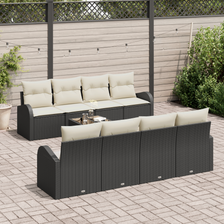 vidaXL Tuin Sofa Set Zwart 55 x 55 x 37 cm poly rattan afbeelding3 - 1