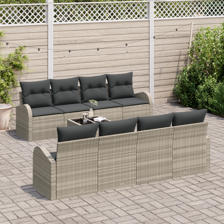 vidaXL Tuin Sofa Set Lichtgrijs 55 x 55 x 37 cm poly rattan afbeelding3 - 1