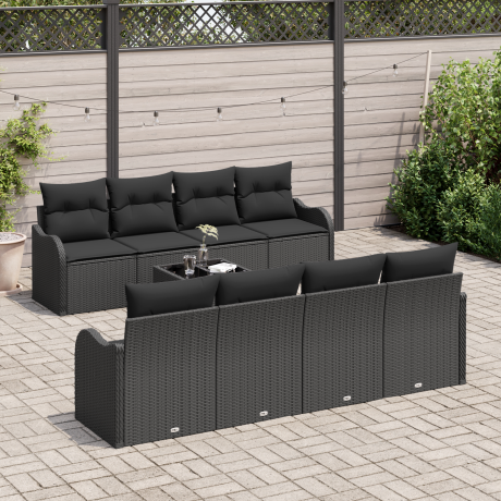 vidaXL Tuin Sofa Set Zwart 55 x 55 x 37 cm poly rattan afbeelding3 - 1