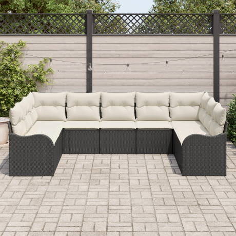 vidaXL Tuin Sofa Set met opslag 9 pcs Zwart en wit poly rattan afbeelding3 - 1