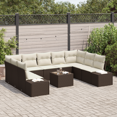 vidaXL 9-delige tuinsofa set met kussens grijs poly rattan afbeelding3 - 1