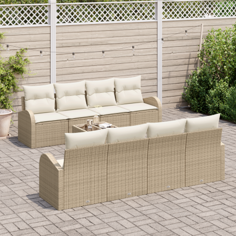 vidaXL Tuin Sofa Set Beige 55 x 55 x 37 cm poly rattan afbeelding3 - 1