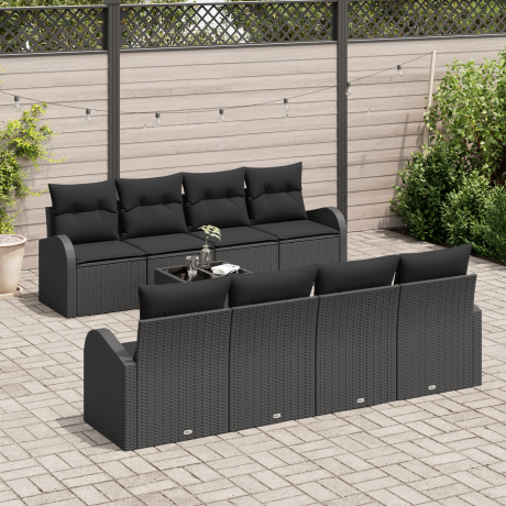 vidaXL Tuin Sofa Set Zwart 55 x 55 x 37 cm poly rattan afbeelding3 - 1