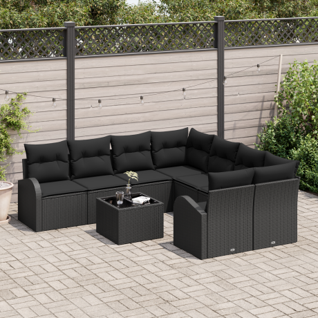 vidaXL Tuin Sofa Set Zwart 55 x 55 x 37 cm poly rattan afbeelding3 - 1