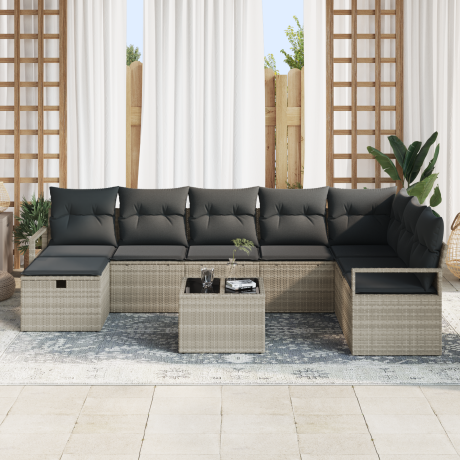 vidaXL Bankstel met kussen 5 pcs poly rattan afbeelding3 - 1