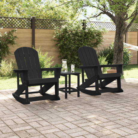 vidaXL Adirondack Schommeltjes 2 pcs Zwart HDPE afbeelding3 - 1