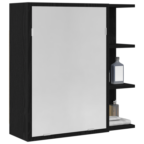 vidaXL Badkamer Spiegelkast Zwart Eiken 62,5x20,5x64cm Gelaagd Hout afbeelding3 - 1