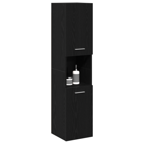 vidaXL Badkamer Wandkast Zwart Eiken 30x30x130 cm Houtmateriaal afbeelding3 - 1