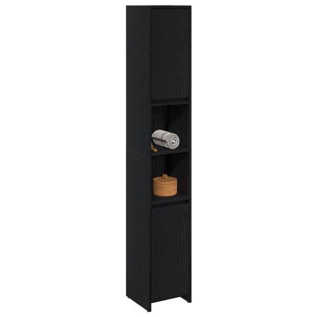 vidaXL Badkamerkast 30x30x183,5 cm bewerkt hout zwart eikenkleurig afbeelding3 - 1