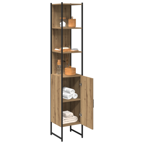 vidaXL Badkamerkast artisanaal eikenkleurig 33 x 33 x 185,5 cm afbeelding3 - 1